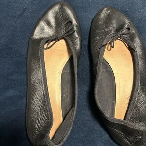 HIRICA Black Vintage Leather Ballet Flats Size 39